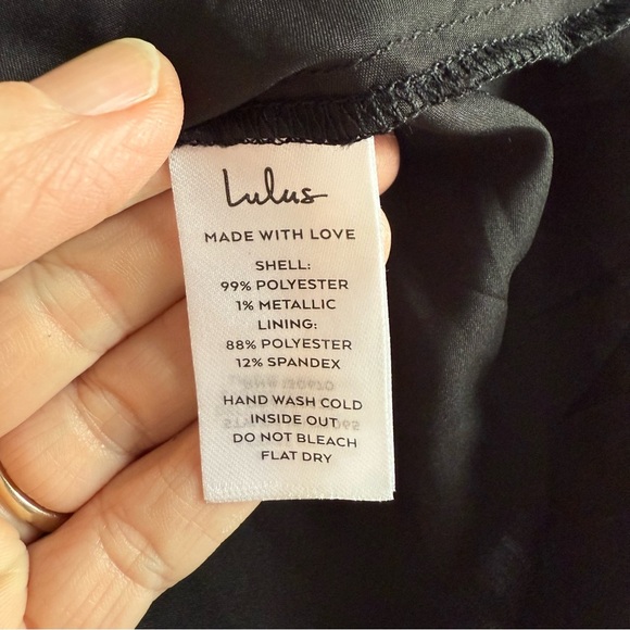 NWT Lulu's Black Floral Print Skater Mini Dress Sz XL Party Wedding  Metallic - Picture 7 of 11